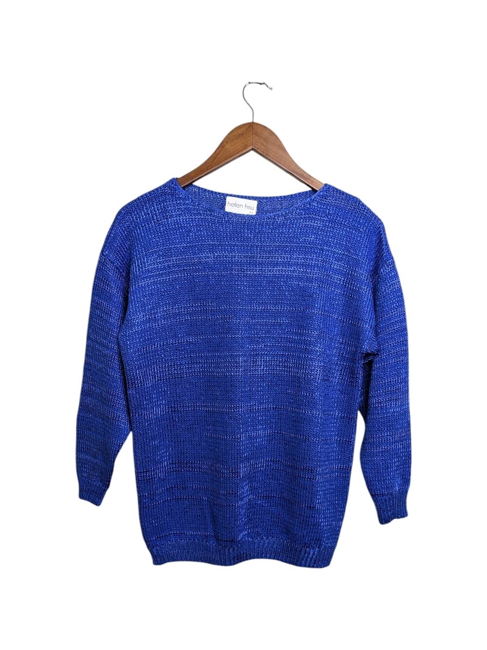 Helen Hsu NY Knit Sweater Top XS Cobalt Blue Minimalist Chic Modern Classic